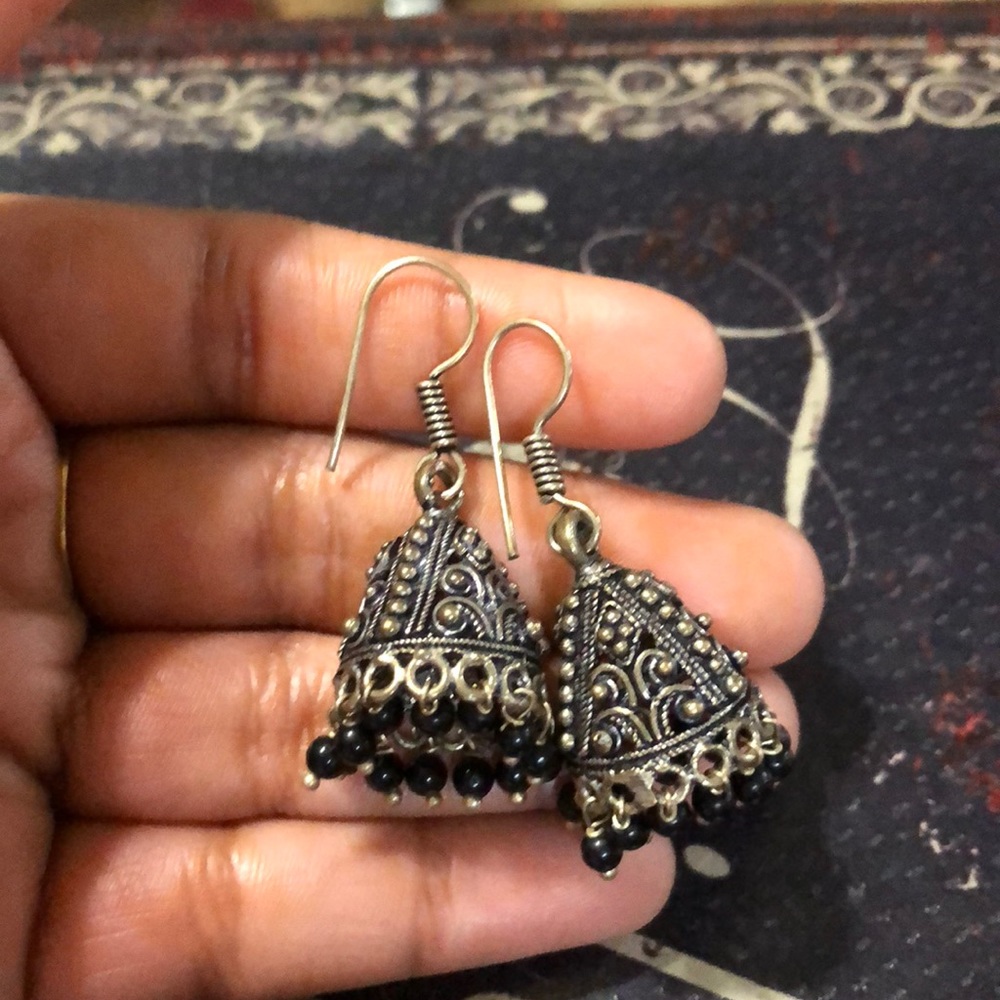 Indian Oxidized Silver Earrings